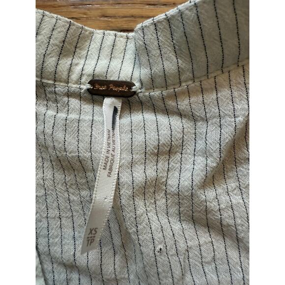 Free People Blouse Womens XS Ivory Stripe Lace Embroidered Baby Blues Tunic - Picture 3 of 8